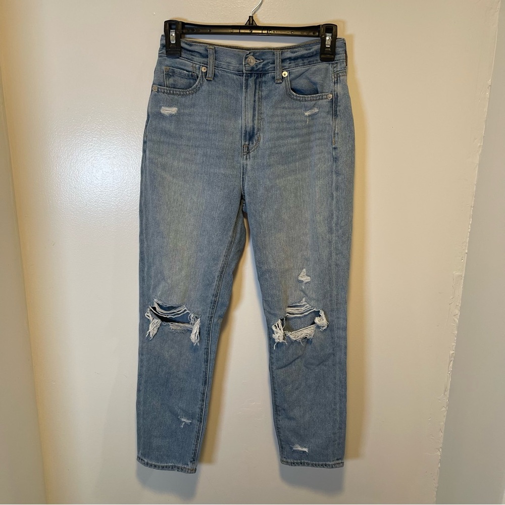 American Eagle mom jean pants blue women'sโ size 0